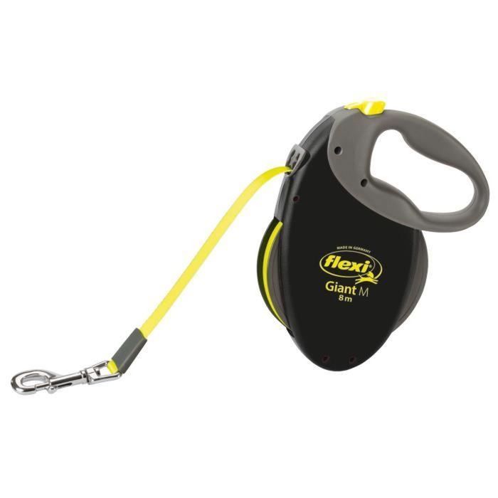 TRIXIE Flexi Giant Webbing Leash - Size M - 8 m - Black and Fluorescent Yellow
