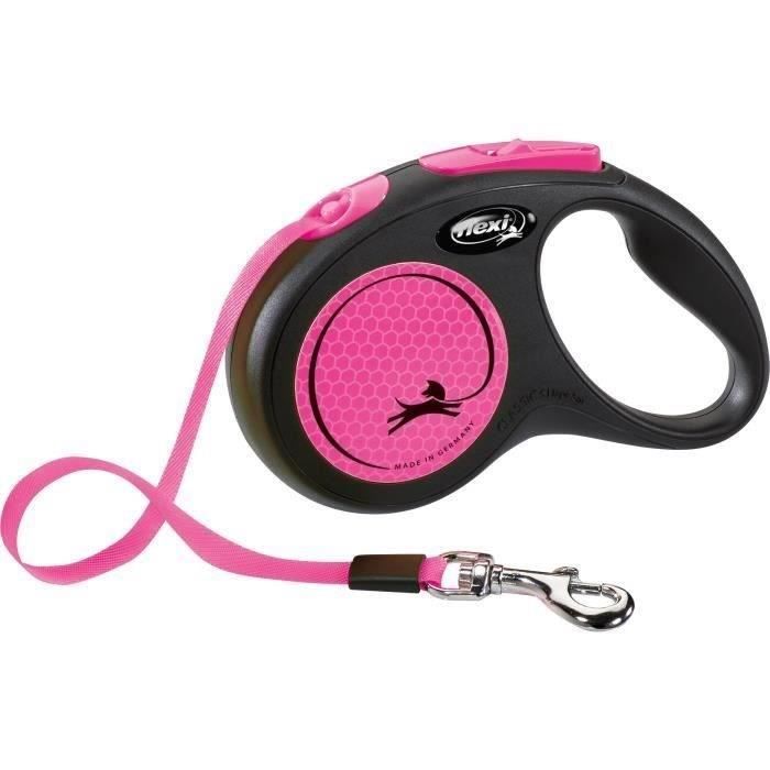 TRIXIE Flexi New NEON Leash S 5 m Fluorescent Pink for Dogs up to 15 kg