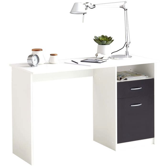 JACKSON Desk - White/Black Finish - W123 x H76.5 x D50 cm - Made in Germany