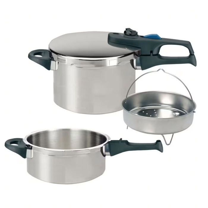 FACKELMANN Pressure Cooker - Elo Praktika Plus XL - 22 cm - 3 to 6 Liters - 18/10 Stainless Steel