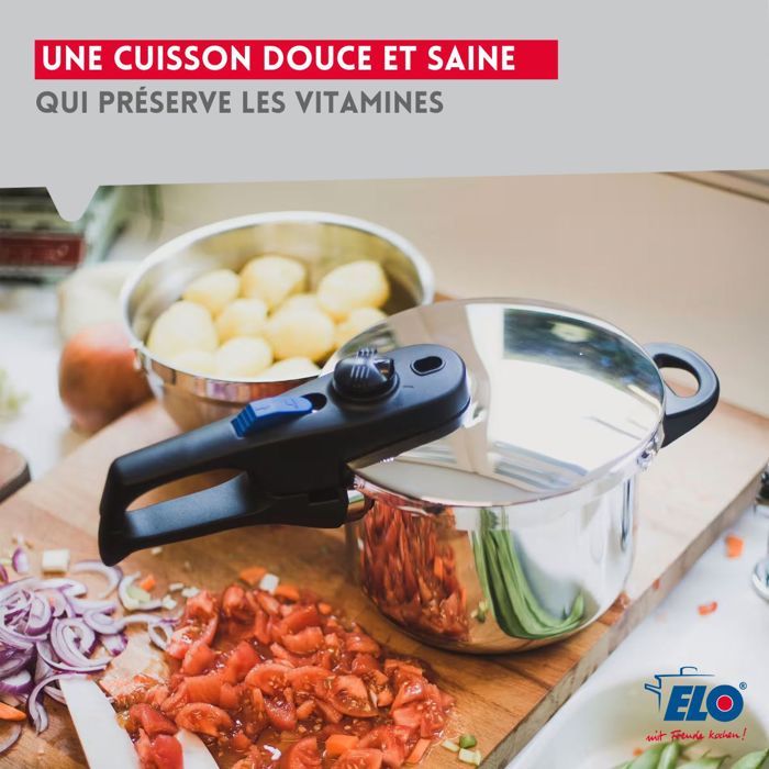 FACKELMANN Pressure Cooker - Elo Praktika Plus XL - 22 cm - 3 to 6 Liters - 18/10 Stainless Steel