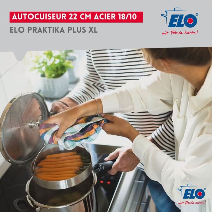 FACKELMANN Pressure Cooker - Elo Praktika Plus XL - 22 cm - 3 to 6 Liters - 18/10 Stainless Steel