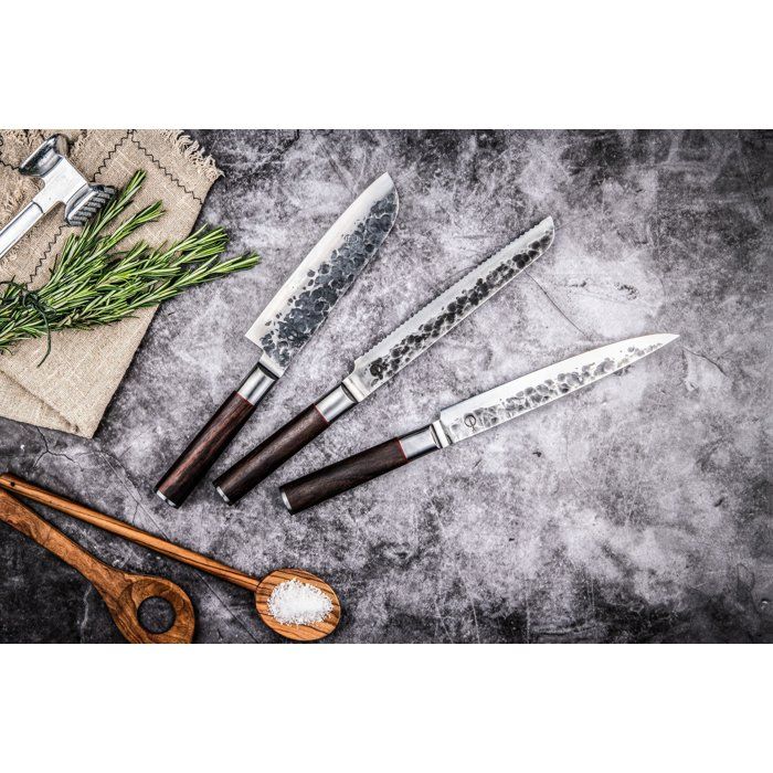 Sebra Bread Knife - Forged - 20.5 cm - Japanese 440C Steel - Dalbergia Wood Handle