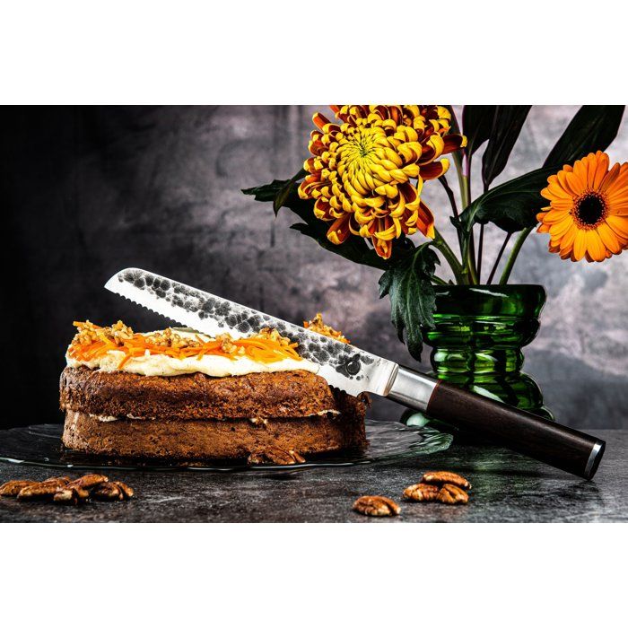 Sebra Bread Knife - Forged - 20.5 cm - Japanese 440C Steel - Dalbergia Wood Handle