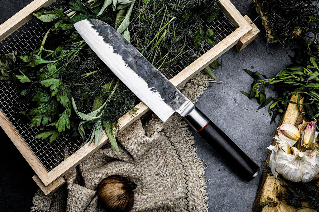 Sebra Santoku Knife - Forged - 18 cm - Japanese 440C Steel - Dalbergia Wood Handle
