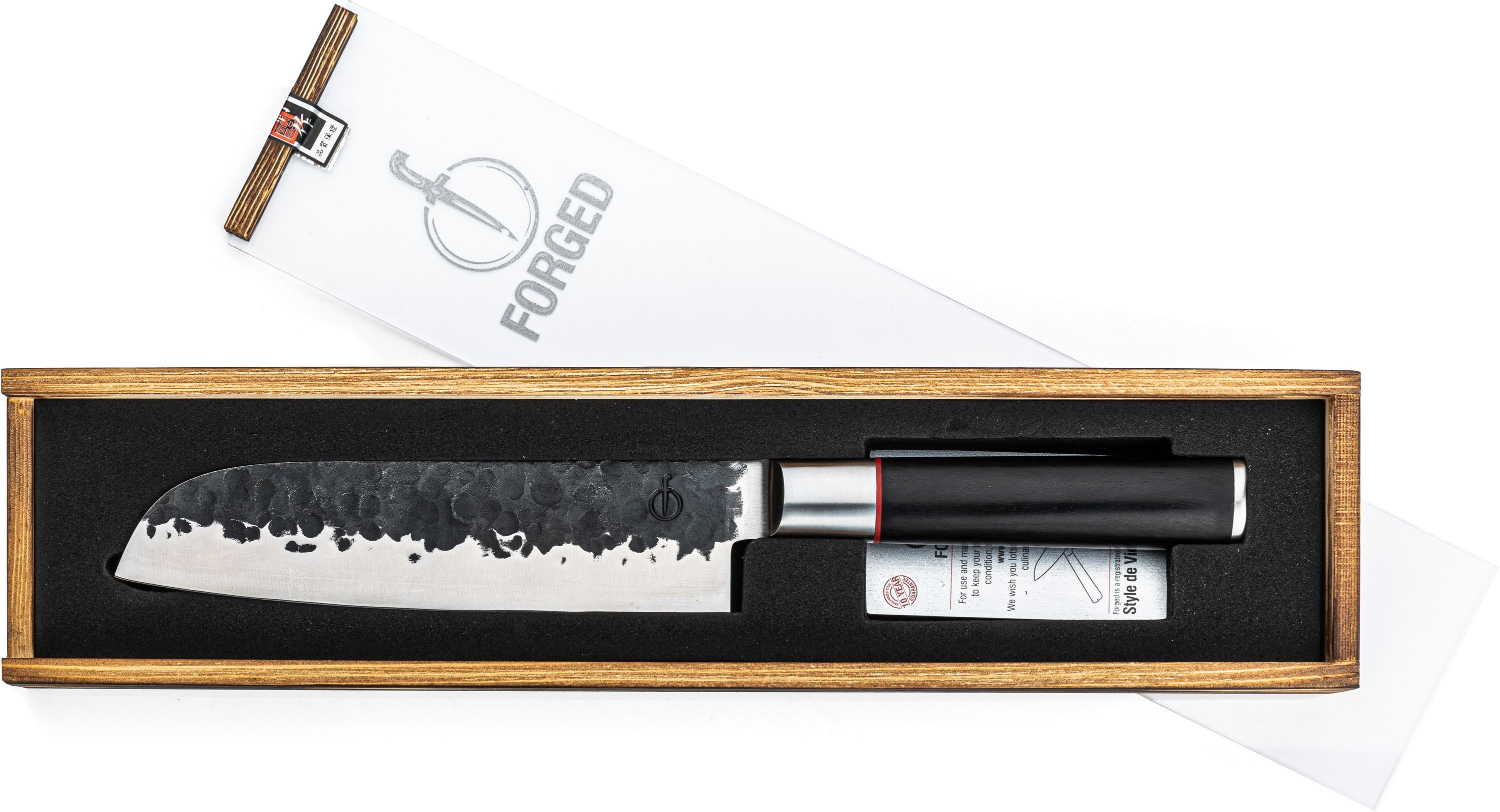 Sebra Santoku Knife - Forged - 18 cm - Japanese 440C Steel - Dalbergia Wood Handle
