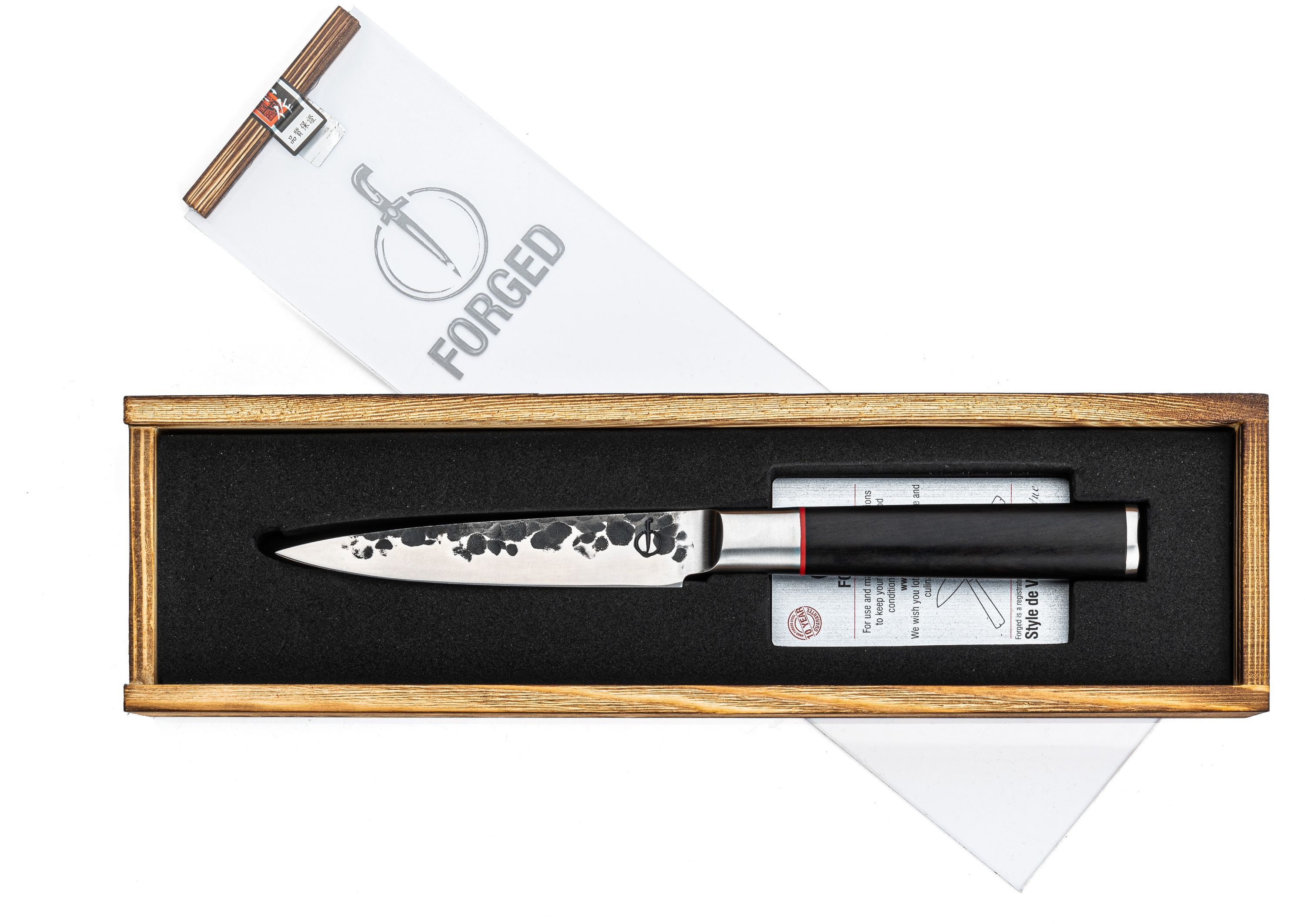 Sebra Kitchen Knife - Forged - 12.5 cm - Japanese 440C Steel - Dalbergia Wood Handle