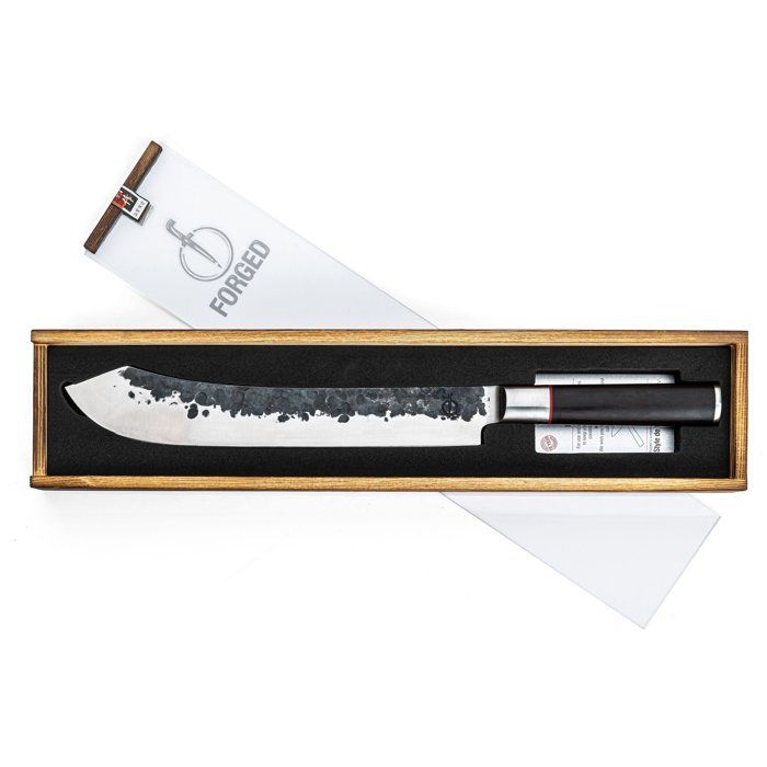 FORGED Butcher's Knife - SEBRA - Japanese 440C Steel - Dalbergia Wood Handle - L 25.5 cm