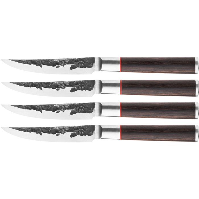 FORGED Set of 4 Steak Knives - SEBRA - Japanese 440C Steel - Dalbergia Wood Handle