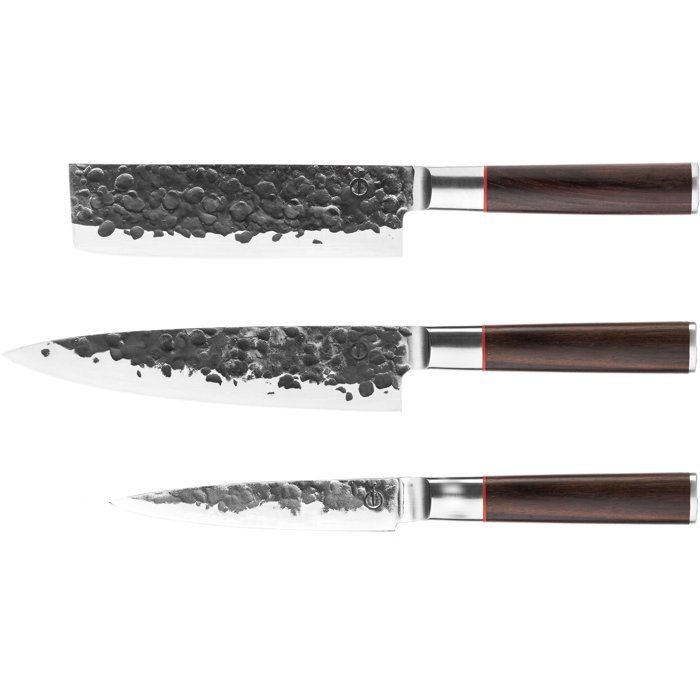 Sebra Knife Set - Forged - 3 Pieces - Japanese 440C Steel - Dalbergia Wood Handle