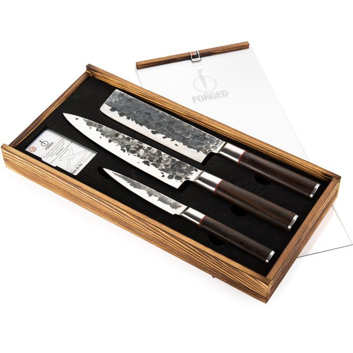 Sebra Knife Set - Forged - 3 Pieces - Japanese 440C Steel - Dalbergia Wood Handle