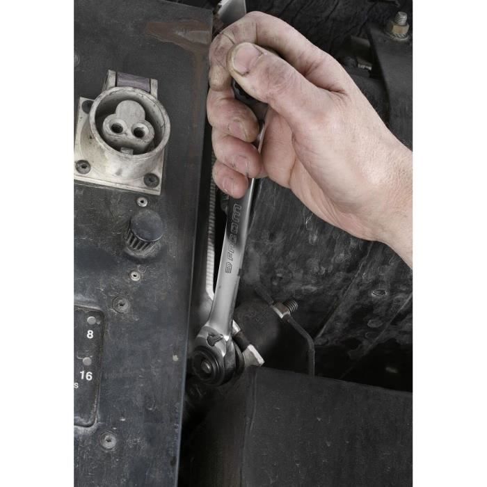 FACOM Set of 2 Cuatro Ratchet Wrenches 8-19 mm - 64C.J2PB - Silver