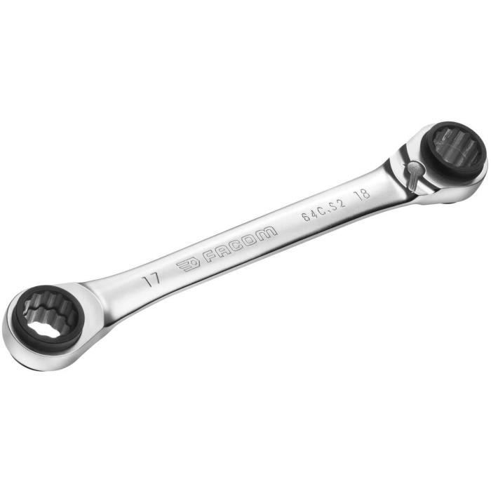 FACOM Set of 2 Cuatro Ratchet Wrenches 8-19 mm - 64C.J2PB - Silver