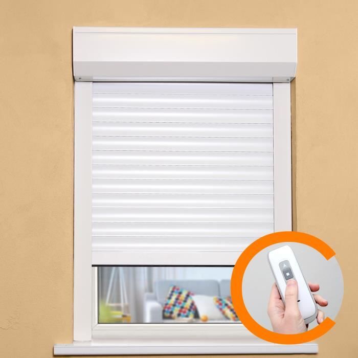 Aluminum Roller Shutter - 140 cm x 100 cm - Radio-Controlled Electric - White
