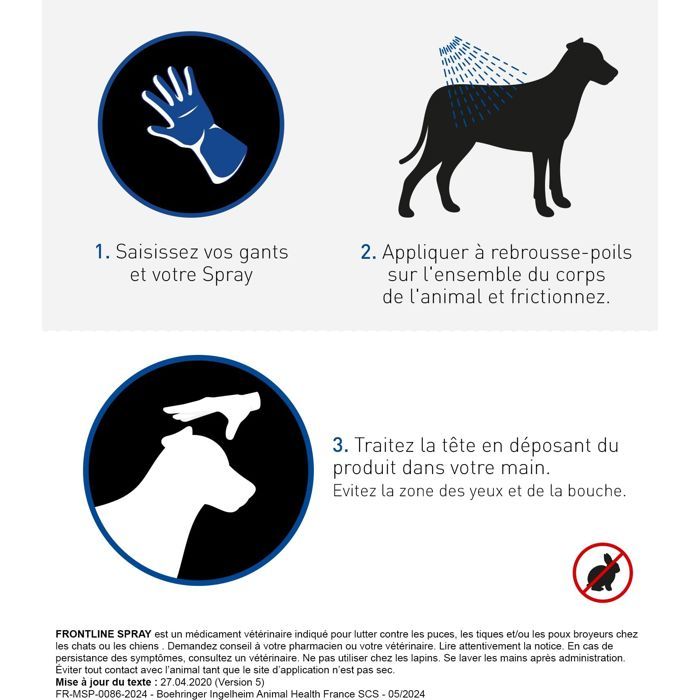 Frontline Spray - Flea and Tick Control - Cats and Dogs +5 kg - 250 ml