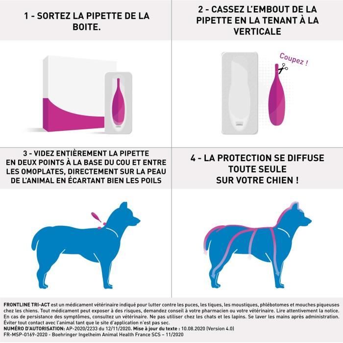 Frontline Tri-Act Dog Flea and Tick Treatment S - 5-10 kg - 3 Pipettes