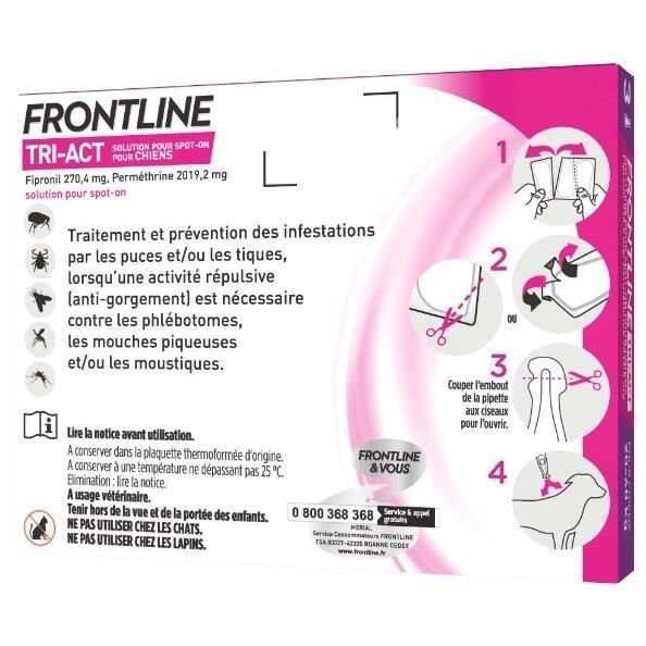 Frontline Tri-Act Dog Flea and Tick Treatment L - 20-40 kg - 3 Pipettes