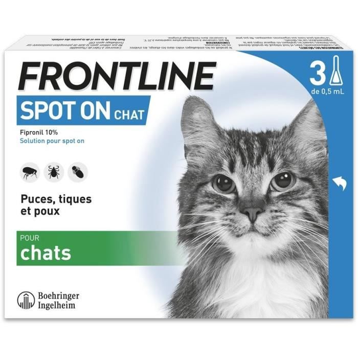 Frontline Spot On for Cats - Flea and Tick Treatment - 3 Pipettes
