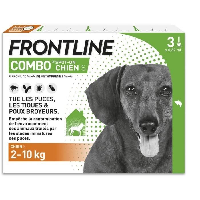 Frontline Combo for Dogs - Flea and Tick Treatment S - 2-10 kg - 3 Pipettes
