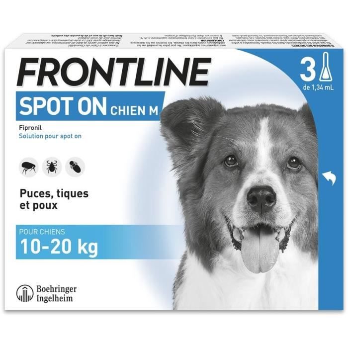 Frontline Spot On Dog - Flea and Tick Treatment M - 10-20 kg - 3 Pipettes