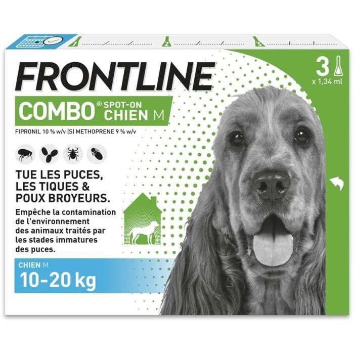 Frontline Combo for Dogs - Flea and Tick Treatment M - 10-20 kg - 3 Pipettes