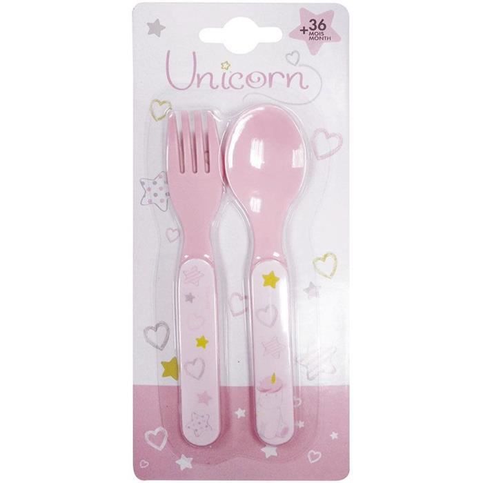FUN HOUSE Unicorn Children's Dinnerware Set - 2 Plates, 2 Cutlery Sets, Plush Toy