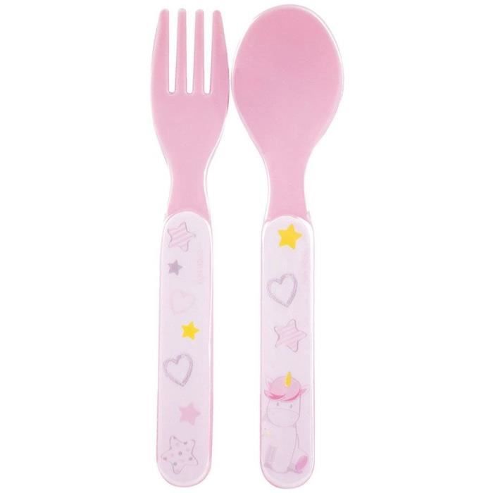 FUN HOUSE Unicorn Children's Dinnerware Set - 2 Plates, 2 Cutlery Sets, Plush Toy