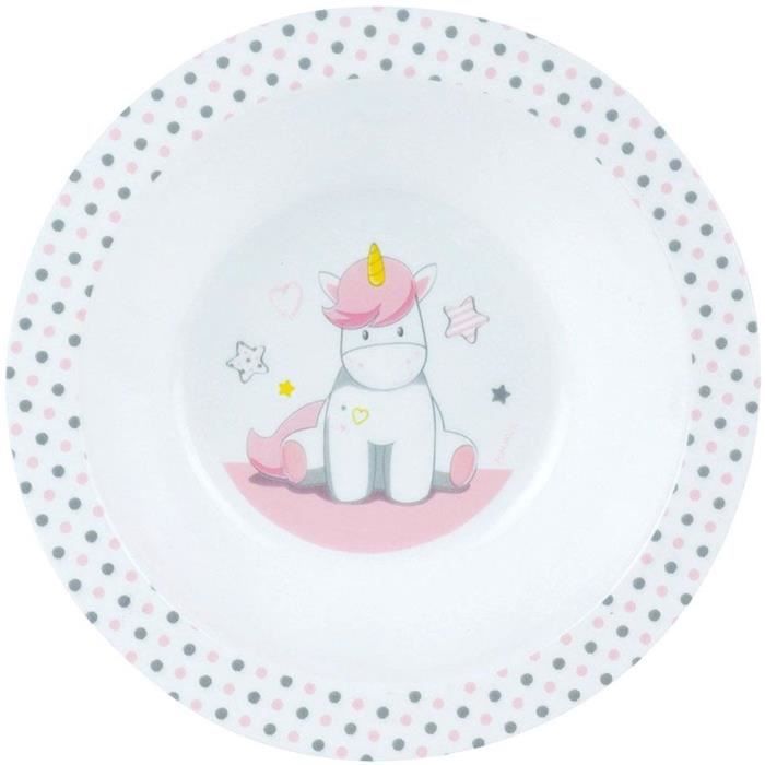 FUN HOUSE Unicorn Children's Dinnerware Set - 2 Plates, 2 Cutlery Sets, Plush Toy