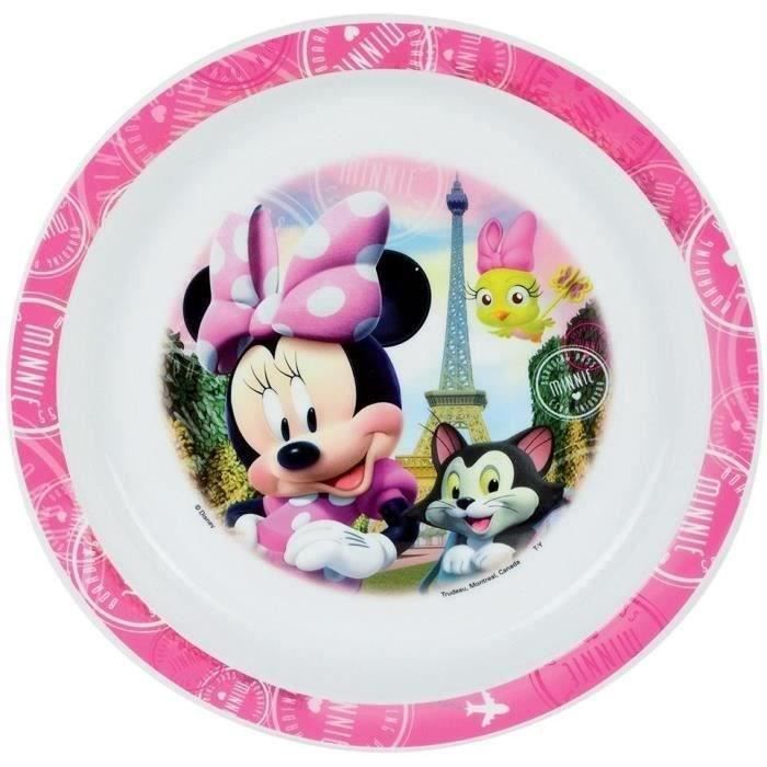 FUN HOUSE Disney Minnie Mouse Tableware Set - Glass, Soup Plate, Dinner Plate, Water Bottle, Snack Box, Cutlery