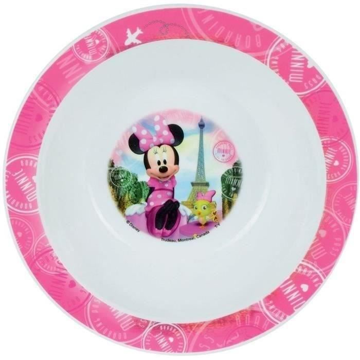 FUN HOUSE Disney Minnie Mouse Tableware Set - Glass, Soup Plate, Dinner Plate, Water Bottle, Snack Box, Cutlery