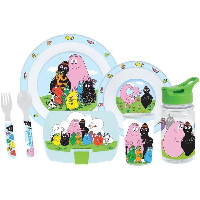 Tableware Set, FUN HOUSE - BARBAPAPA, 6-Piece, Glass, Plates, Cutlery, Water Bottle, Snack Box