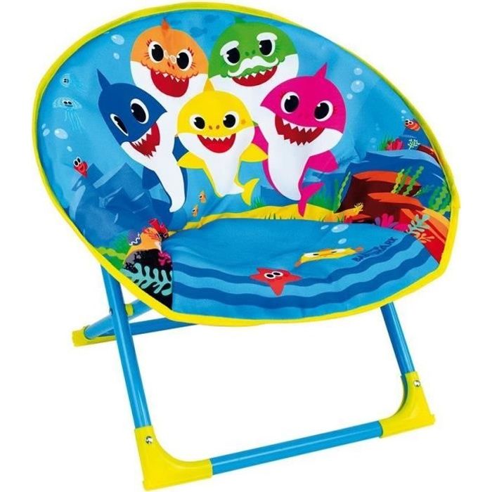 FUN HOUSE Folding Moon Seat - BABY SHARK - Blue - H.47 x W.54 x D.45 cm - For Children H.47x L.54x P.45