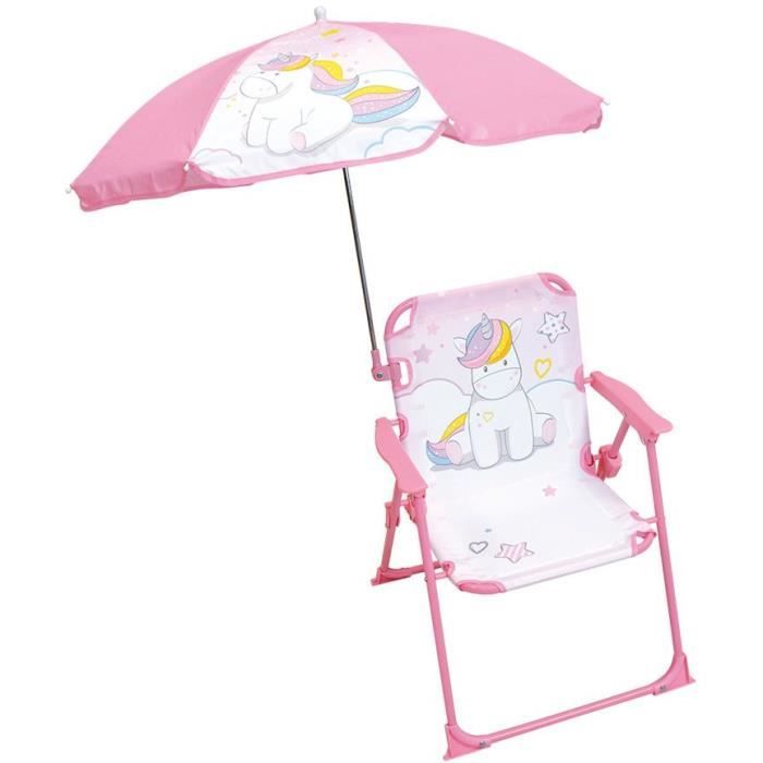 FUN HOUSE Unicorn Folding Camping Chair with Parasol: H.38.5 x W.38.5 x D.37.5 cm + Parasol Ø65cm