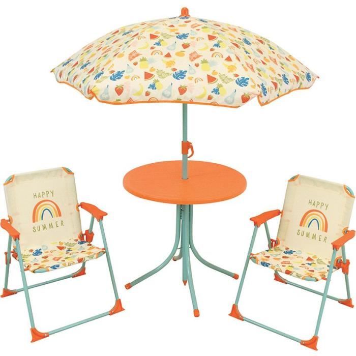 FUN HOUSE Fruity's Garden Furniture Set for Kids - Table & 2 Chairs - Fruit Design
