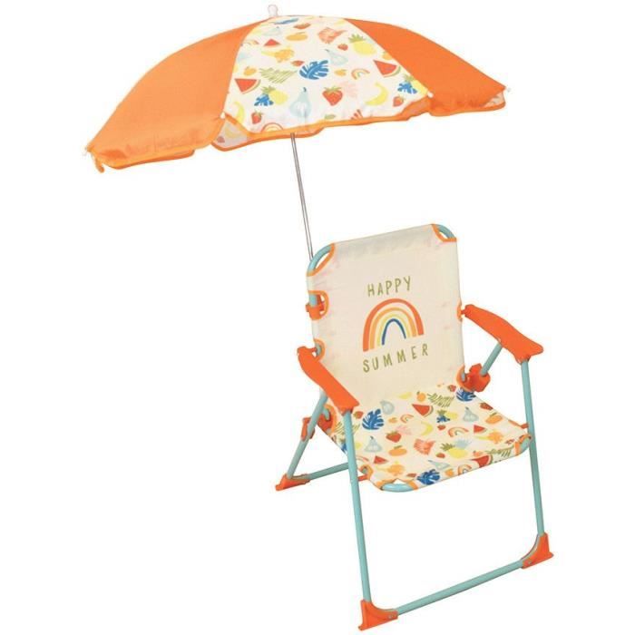 FUN HOUSE Fruity's Folding Camping Chair with Parasol: H.38.5 x W.38.5 x D.37.5 cm + Parasol Ø65cm