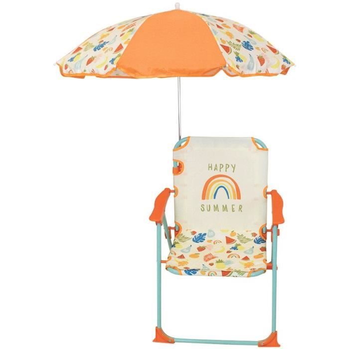 FUN HOUSE Fruity's Folding Camping Chair with Parasol: H.38.5 x W.38.5 x D.37.5 cm + Parasol Ø65cm