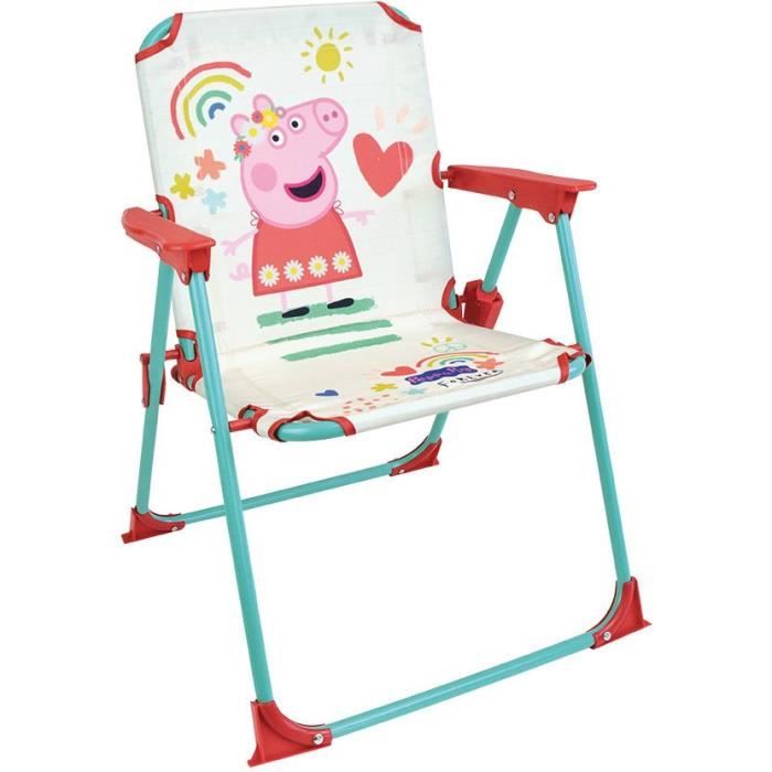 FUN HOUSE Peppa Pig Salon de jardin - 1 table H.46xø46cm, 2 chaises H.53xl.38,5xP.37,5 cm et 1 parasol H.125 x ø100 cm - Pour