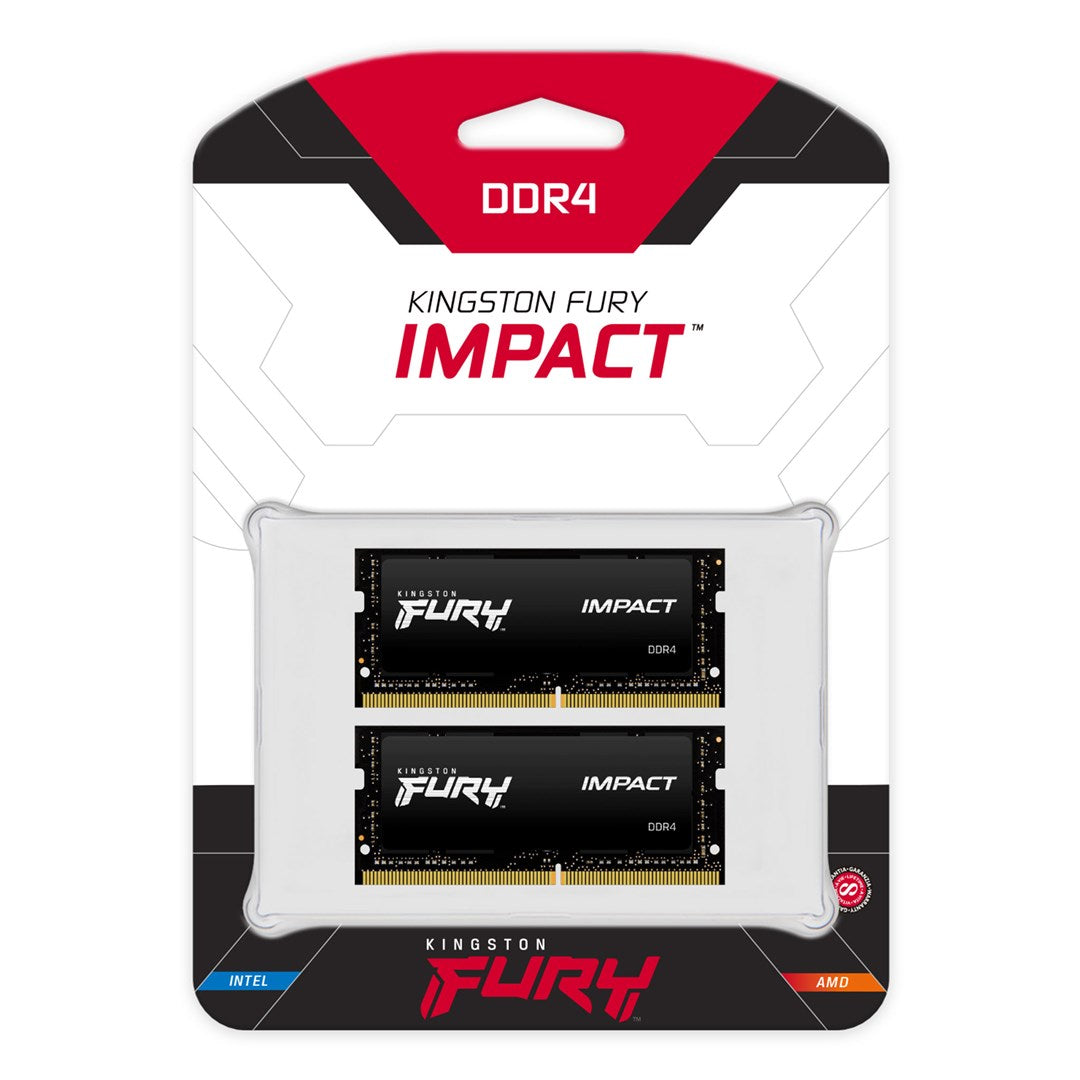 Kingston FURY Impact - 64 GB DDR4 SO-DIMM Kit - 3200 MHz - Laptop (KF432S20IBK2/64) CL20-Timings