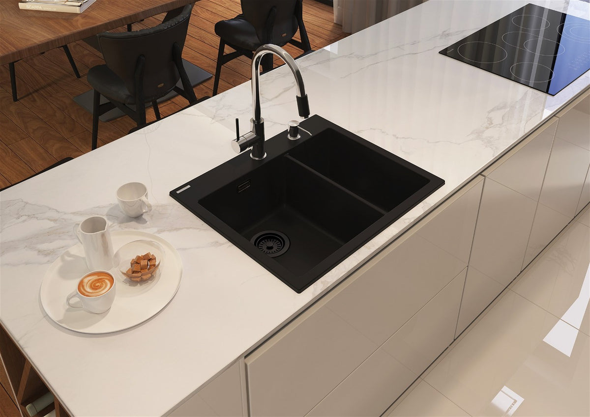1.5-Bowl Granite Sink 600x520mm