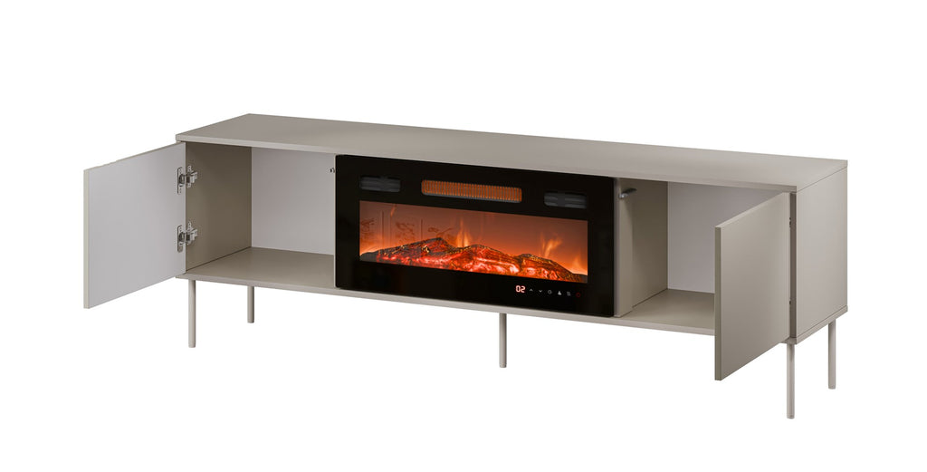 Cama MEBLE TV Cabinet with Electric Fireplace, 1800 mm Width, Cashmere Finish, Model TRESSE 400082+K