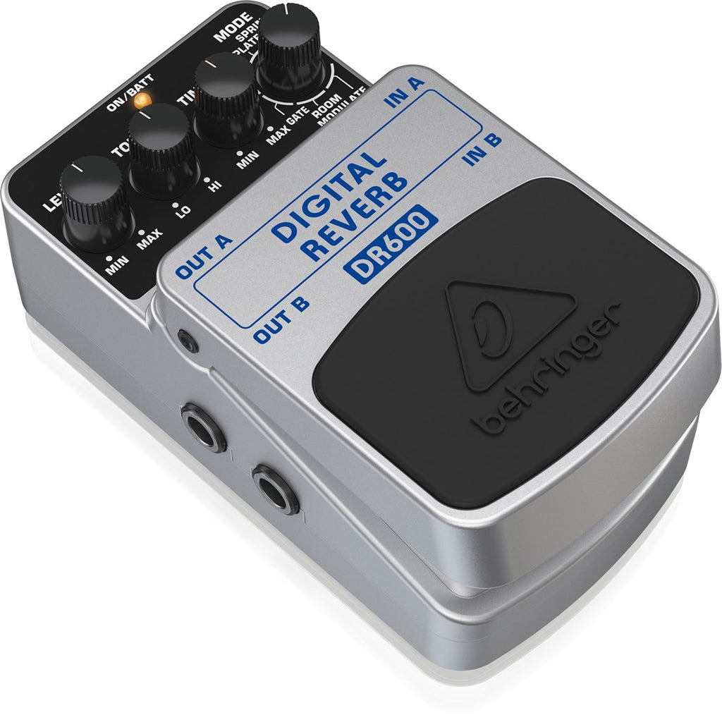 Behringer DR600 Digital Reverb Effect Pedal Black Silver