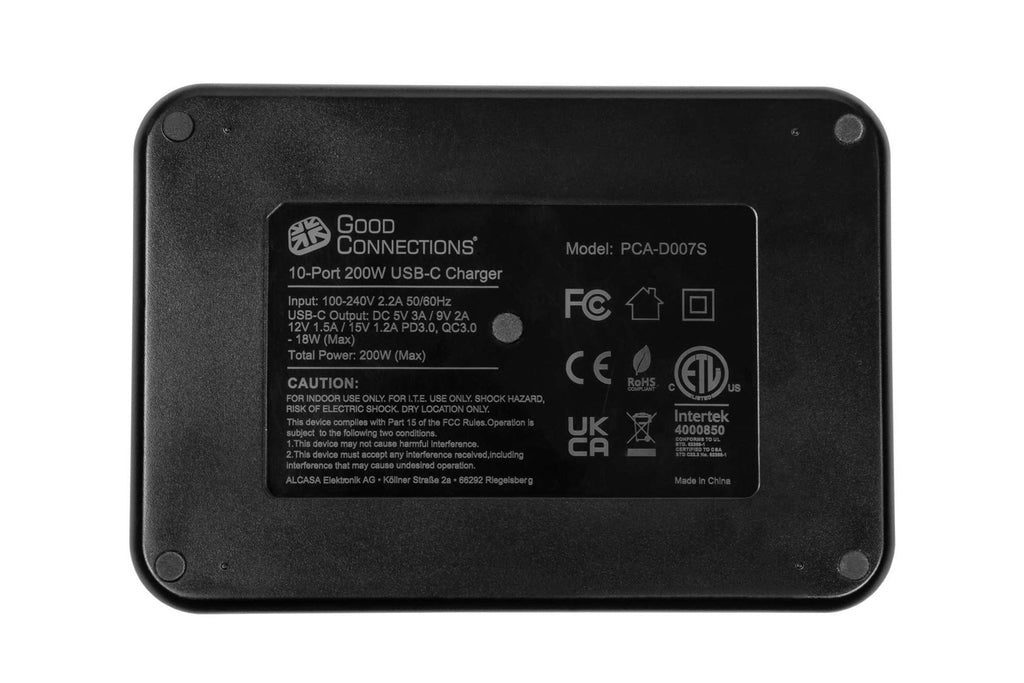 Good Connections USB Desktop Fast Charger 200W 10-Port Black PCA-D007S 10x