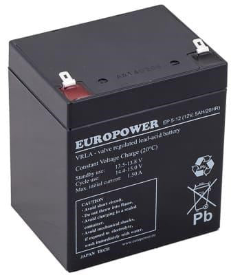 Europower AGM Battery 12V 5Ah for Security Systems Model 46781