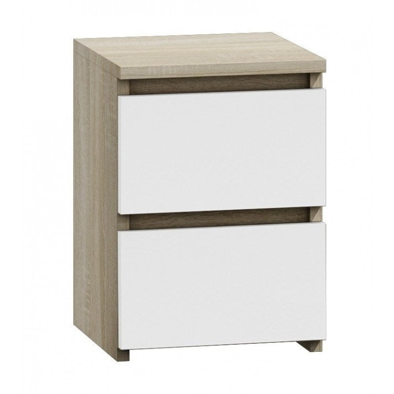 M2 Topeshop Nightstand 2 Drawers Sonoma Oak White