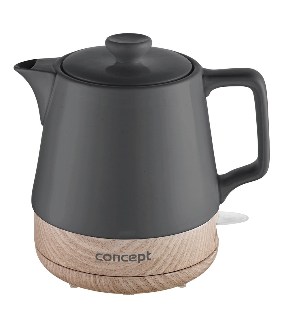 CONCEPT Electric Kettle 1 L 1200 W RK0062 Anthracite, Wood 255 mm Width 210 mm Length 205 mm Height