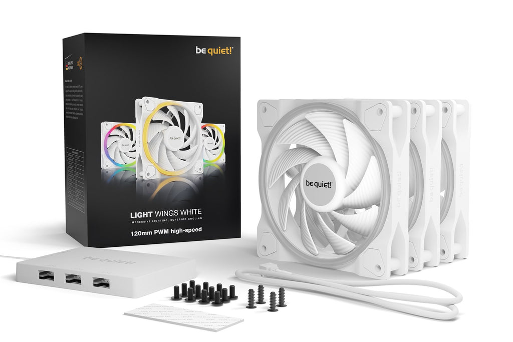 be quiet! Light Wings Case Fan, PWM, 120 mm, White (Pack of 3) (BL101)