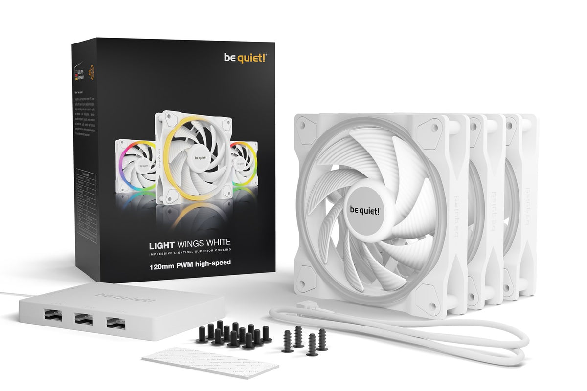 be quiet! Light Wings Case Fan, PWM, 120 mm, White (Pack of 3) (BL101)