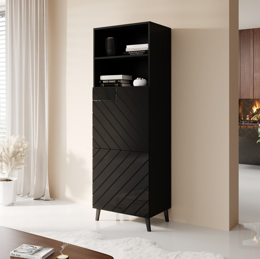 Cabinet ABETO 60x40x176.5 cm Gloss Black/Black