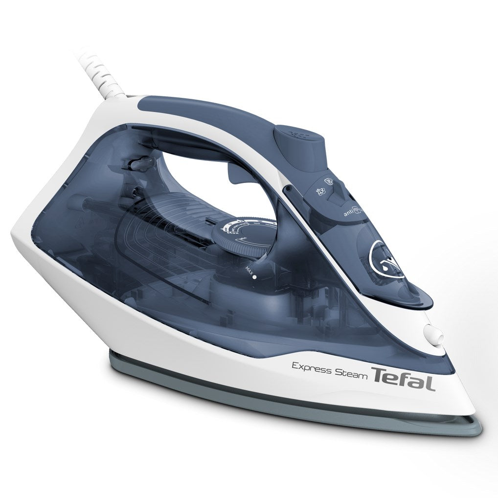 Tefal Express Steam FV2837 Dry & Steam Iron 2400 W Cerilium Soleplate Blue Grey White