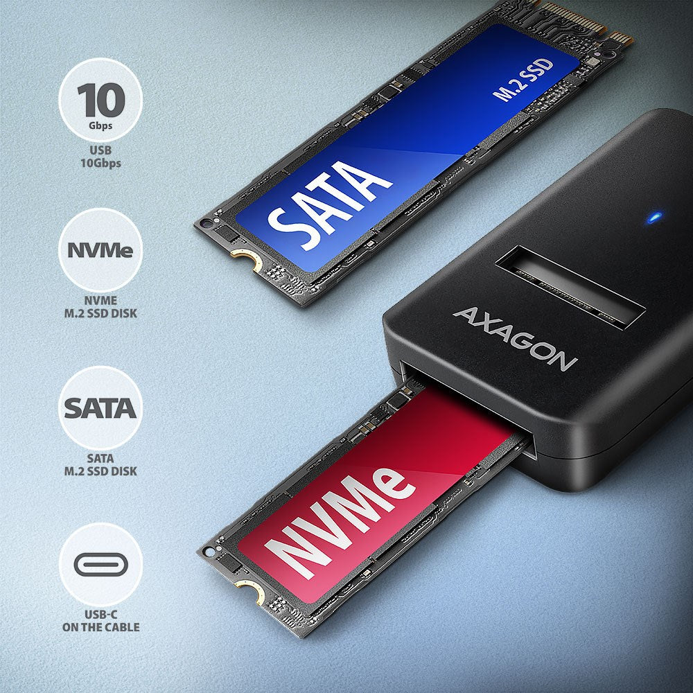 AXAGON USB-C SSD Adapter M.2 NVMe SATA 10 Gbit/s Model ZUUS-702